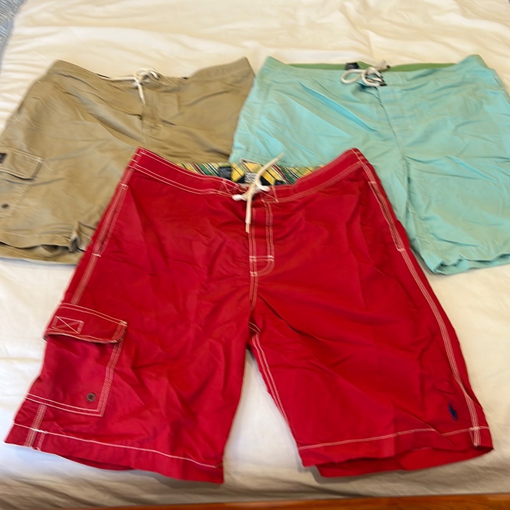 Gently used Polo Ralph Lauren men’s swim trunks. Price is for all 3 Lg/Med combo